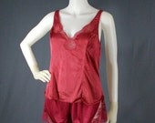 SALE 60s Hand Dyed Burgundy Camisole And Tap Panty Night Set - Vintage Lingerie