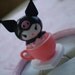 hello kitty friend kuromi bunny rabbit in pink dollhouse miniature mini tea cup on white heart ring