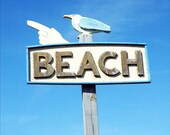 Pointing the Way - Dreamy blue indigo beach day ocean. vacation. summer. vacation. nautical .8x8 Fine Art Photography Print - joystclaire