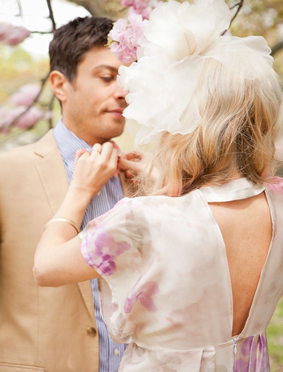 Romantic boho hippie wedding gown floral silk pastel ivory champagne