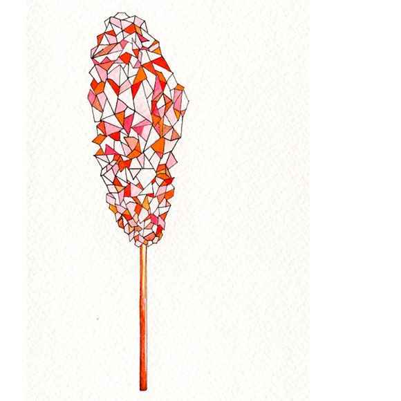 Geometric Artwork, Grapefruit and Chrysanthemum, Rock Candy, wild orange, pink and red