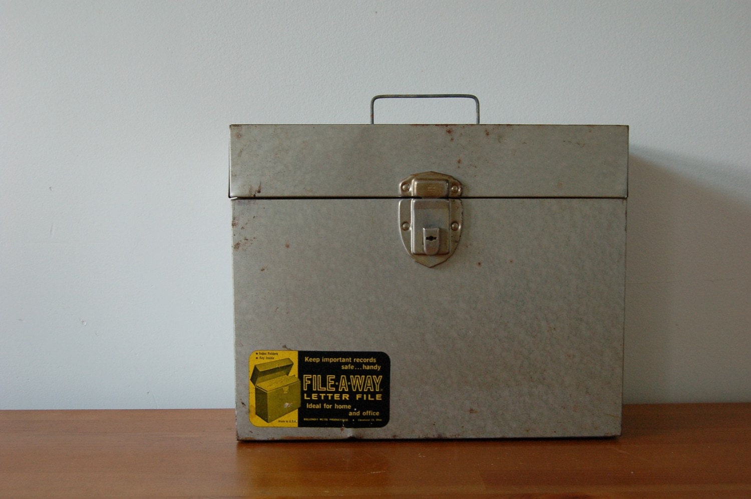 vintage GRAY portable FILE box