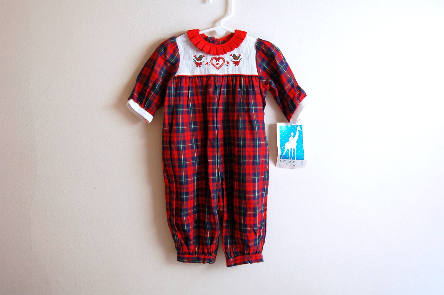 vintage PLAID ROMPER. 9 months. nwt