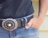 Mosaic Belt Buckle with Semi Precious Stones - Unisex Gift for Urban Cowboy Biker Dude Hip Dad or Cool Mom with Rocker Chic Flair