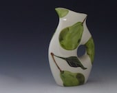 Vase - Pear Funky Vase - Colorful Handpainted Green Pear Pottery for Serving Home Decor Best Friend Gifts P-367W