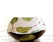 Minimalist Serving Dish - Pear Large Scooped Serving Dish -  Handpainted Green Pear Pottery for Serving Modern Home Decor Gifts  BWP-296