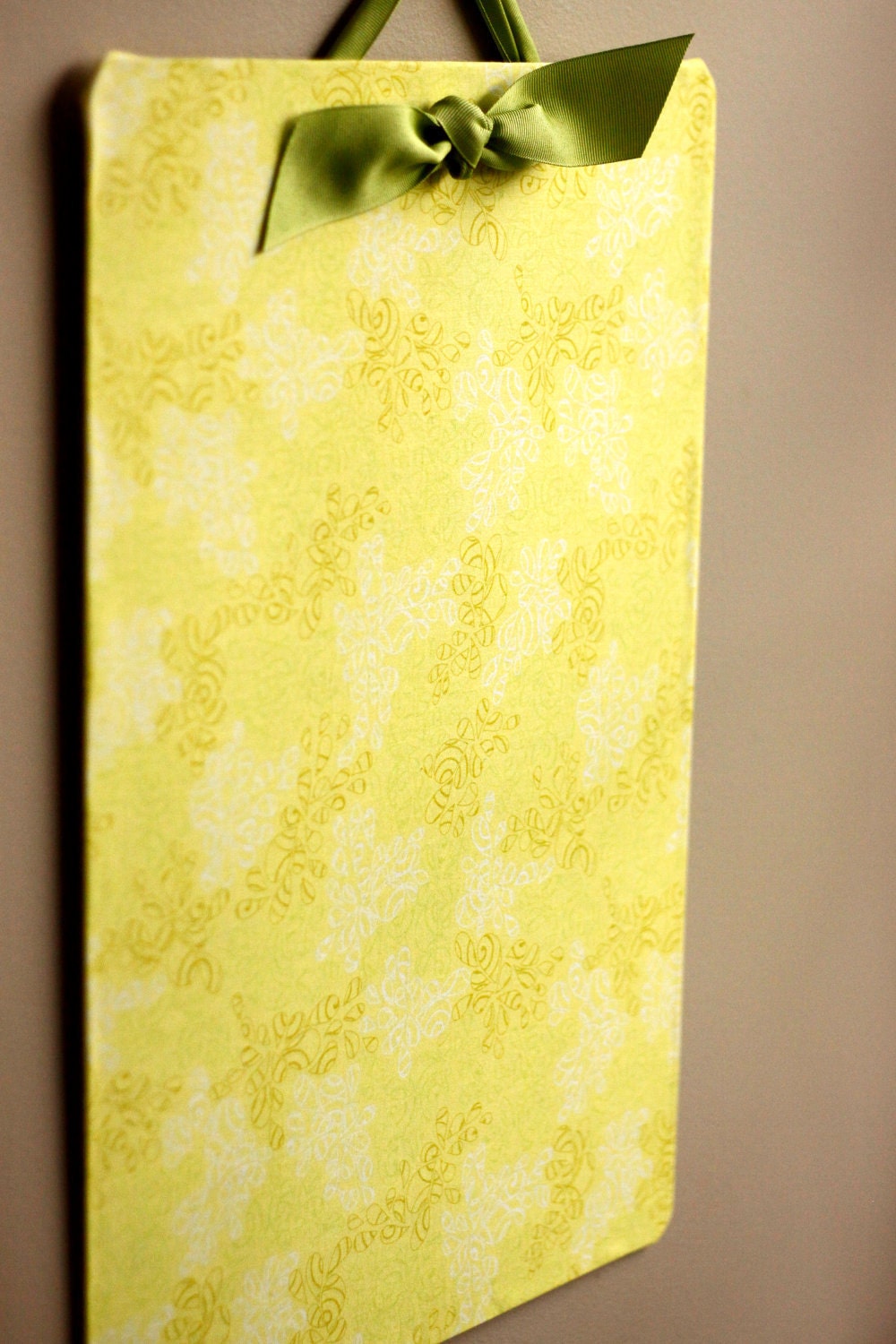 Fabric Covered Magnet Board (13x18) - Nature Elements in Lemondade - Magnetic Memo Board - Bulletin Board  - READY TO SHIP