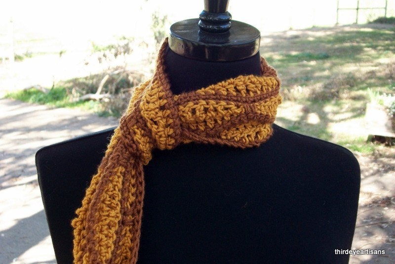 Stained Glass Skinny Scarf in Honey and Cinnamon Warm Autumn Colors