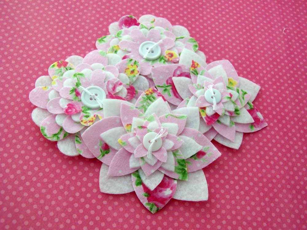 Shabby Pink - Fabric and Felt Flower Embellishments