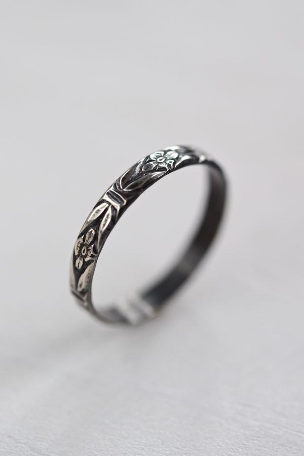Sterling Silver Forget-Me-Not Floral Wedding Stacking Ring