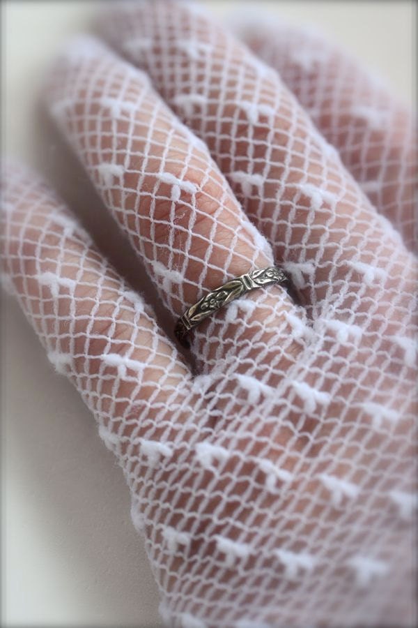 Sterling Silver Forget-Me-Not Floral Wedding Stacking Ring