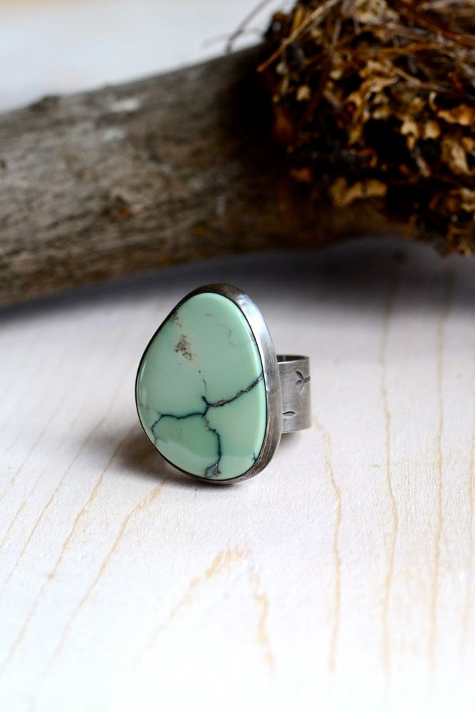 Variscite and Sterling Silver Songbird Ring, HOME