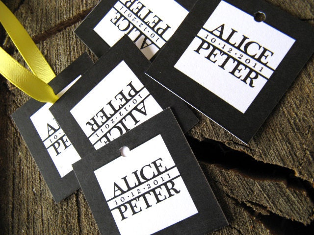 50 Square Style Typographic Names Favor Tags
