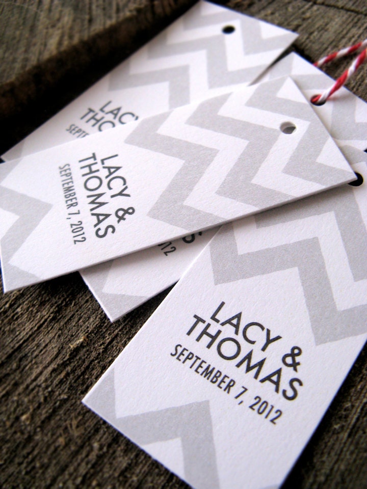 Gray Chevron Stripe Gift Tags - Grey Wedding Favor Tags - Wedding Gift Tags - Thank you tags - Hang tags - Set of 50