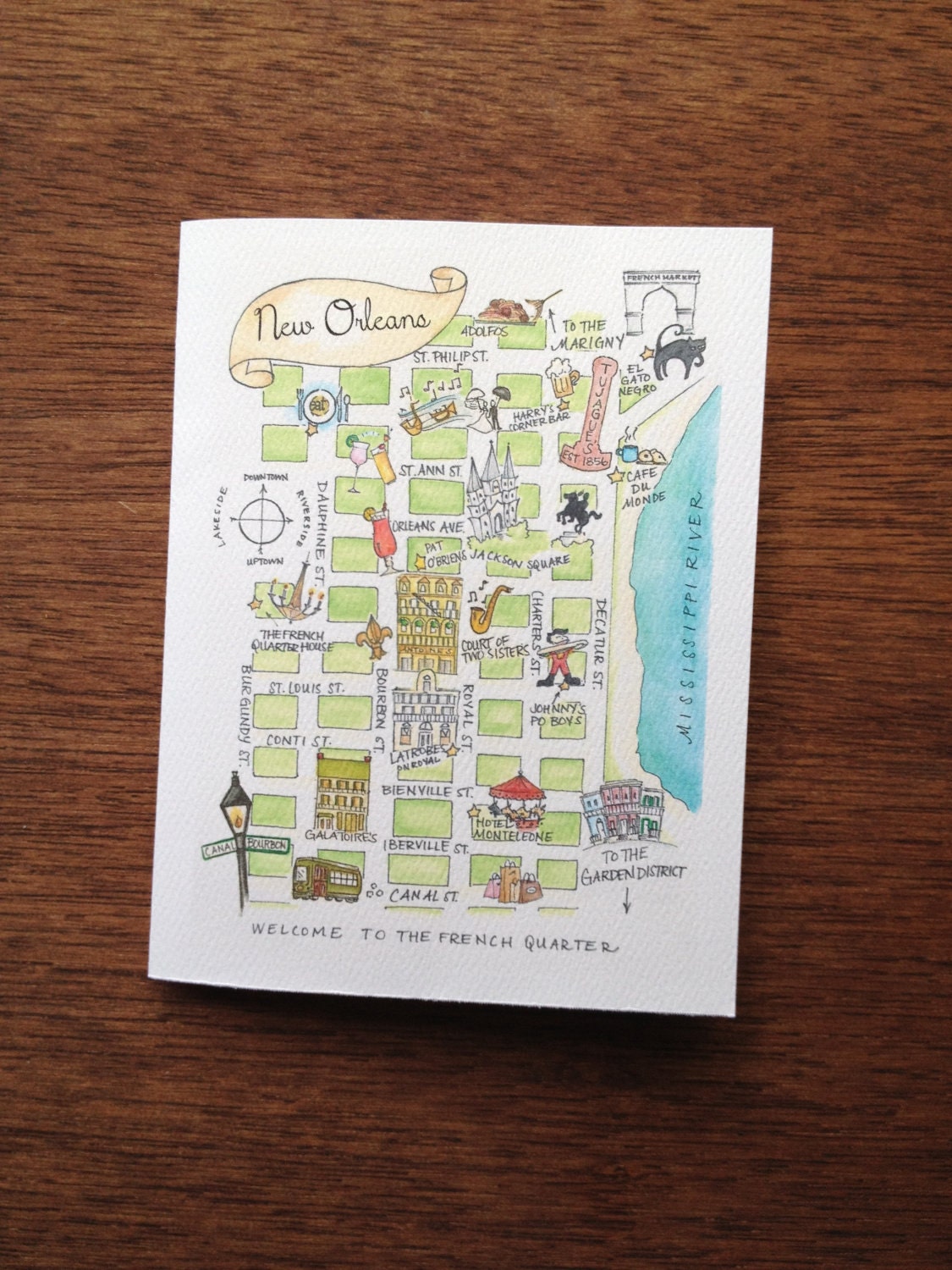 Map of New Orleans Notecard Set