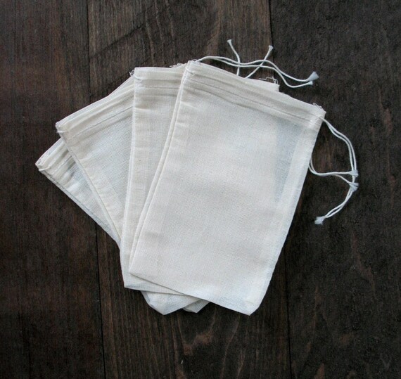 25 3x5 Cotton Muslin Drawstring Bags Bath Soap Herbs 25 3x5 Cotton Muslin Drawstring Bags Bath Soap Herbs
