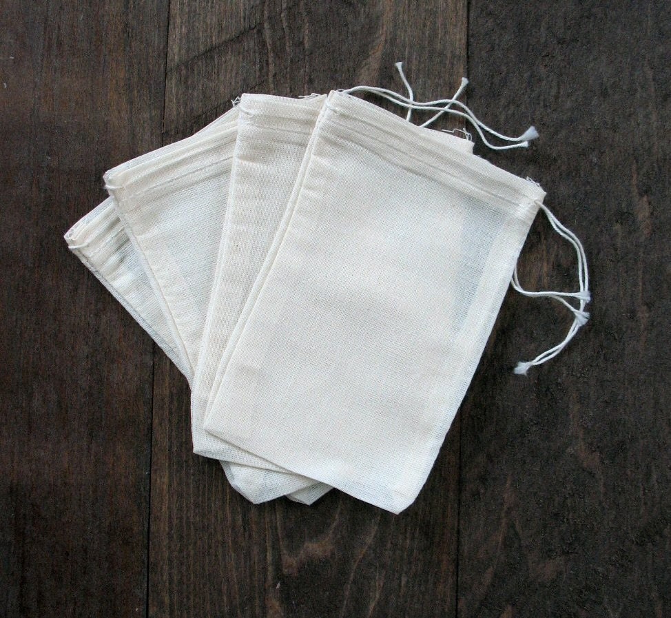 50 count 4x6 Cotton Muslin Drawstring Bags Bath Soap Herbs