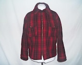 Vintage 1950s Red Mackinaw Plaid Woolrich Hunting Coat men's Sz L