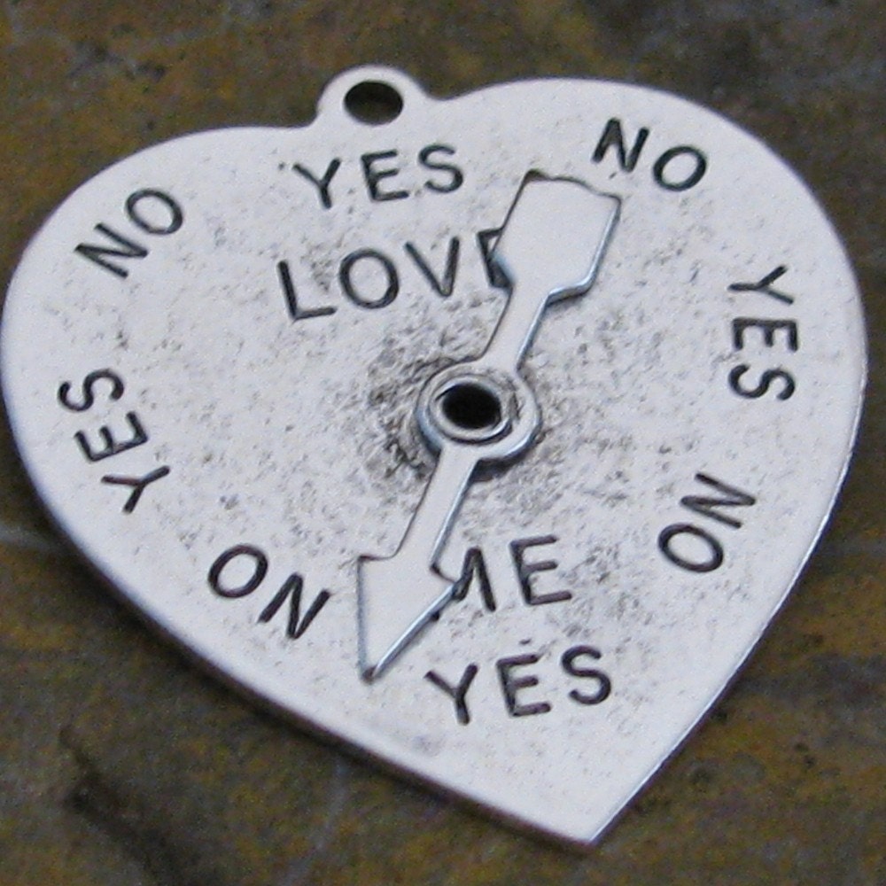 Heart with Arrow Spinner Love Me Charm in Antique Silver Plate 1180 - 2 pcs