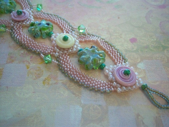 Spring Flowers Beaded Bracelet