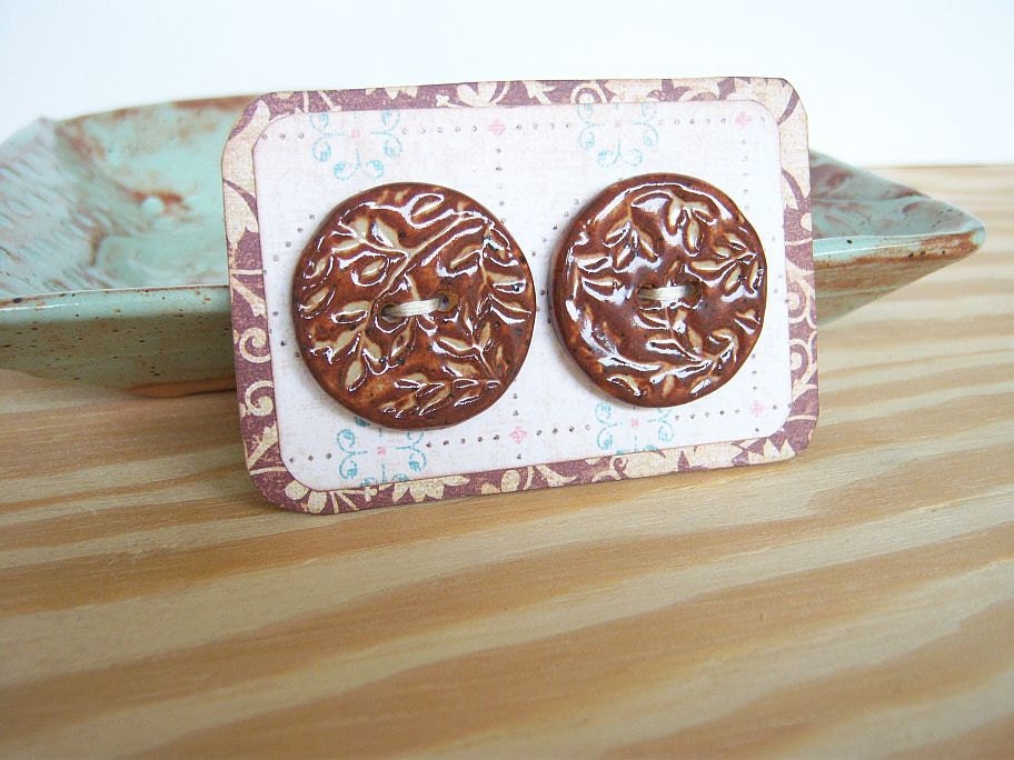 Large Round Textured Buttons in Shino - Set of 2
