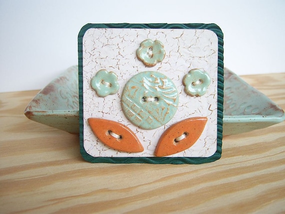 Orange and Pistachio Green Clay Button Set