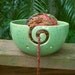 Spring Green Yarn Bowl - Spiral with 2 holes