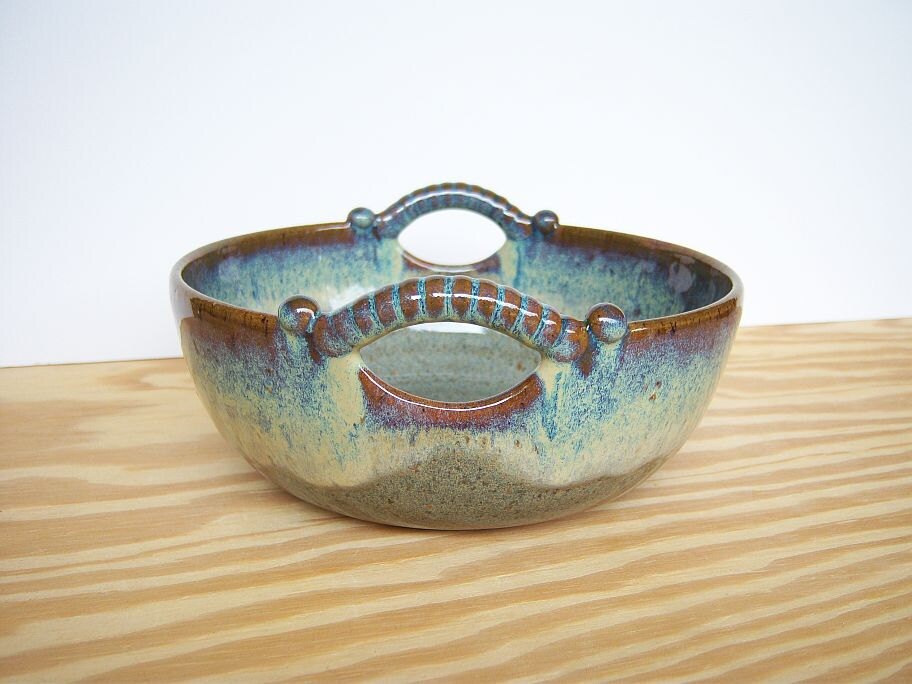 Stoneware Serving Bowl with 2 Handles in Fog Glaze