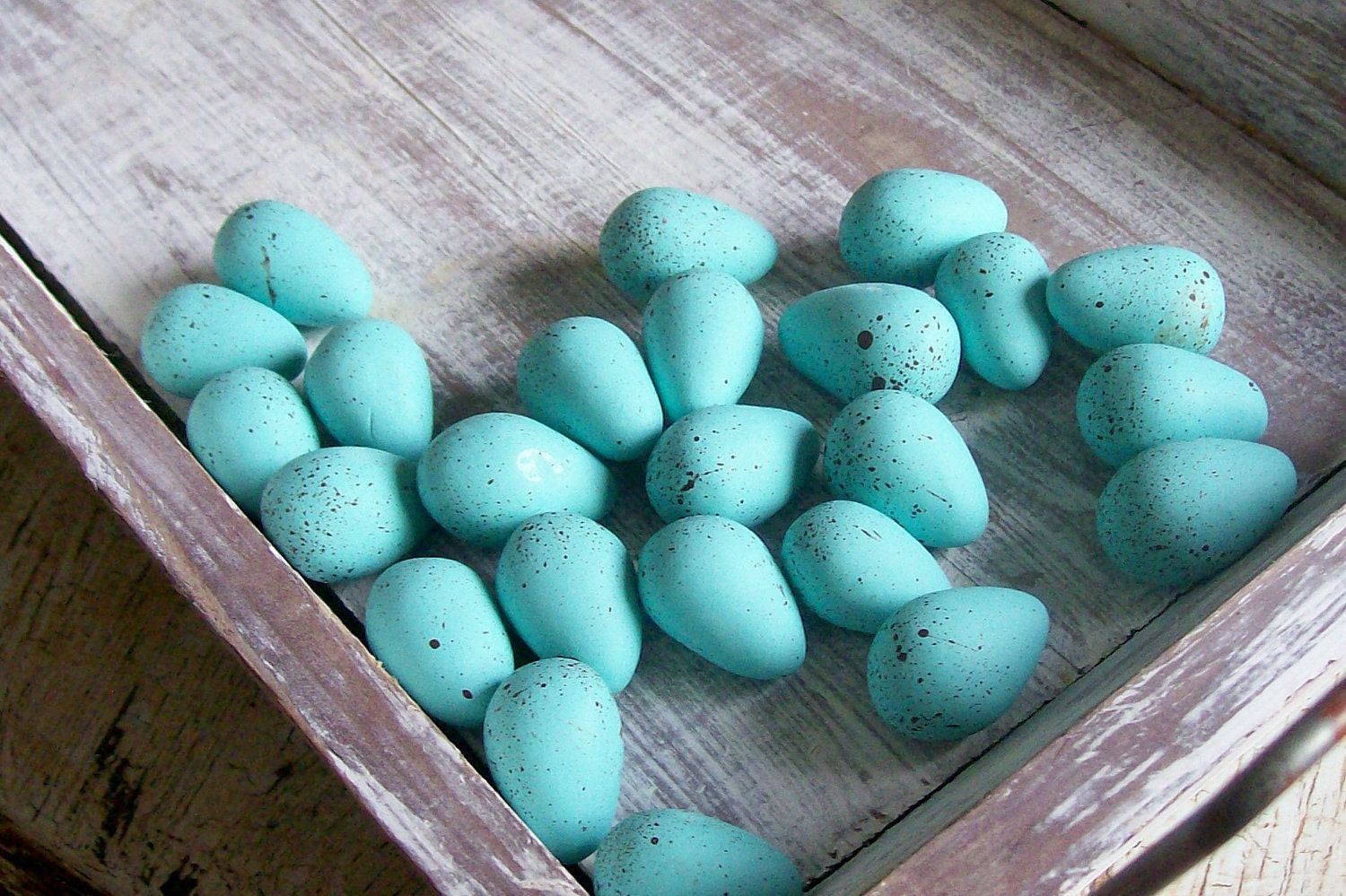 3 Speckled Robin Eggs...French Farmhouse Country Wedding Shabby Chic Hand Sculpted Favors