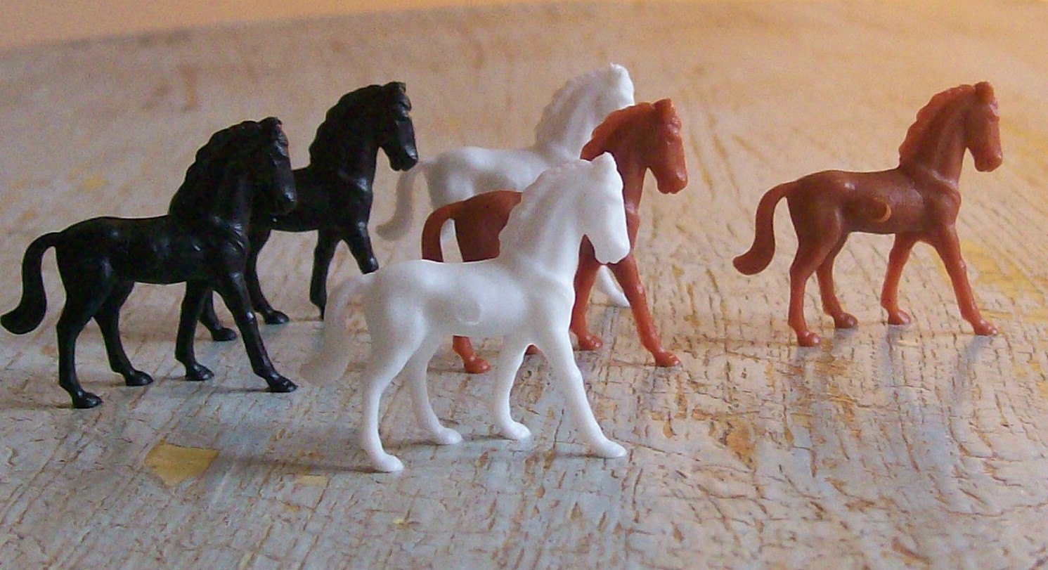 BUY 3 Get the 4th FREE / Set of 12 Vintage Italian Miniature Horses New Old Stock Terrarium Cake Toppers Diorama