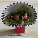 One of a Kind Heirloom Shadow Box Diorama 3D Assemblage Mixed Media Gnome and Bambi Ornament Vintage Tart Pan