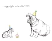 Hippo 8x10 Print