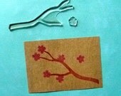 cherry blossom and branch clear polymer rubber stamp set