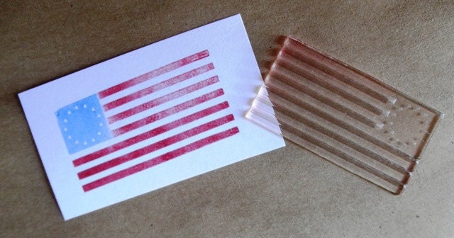 13 Star American flag clear polymer rubber stamp