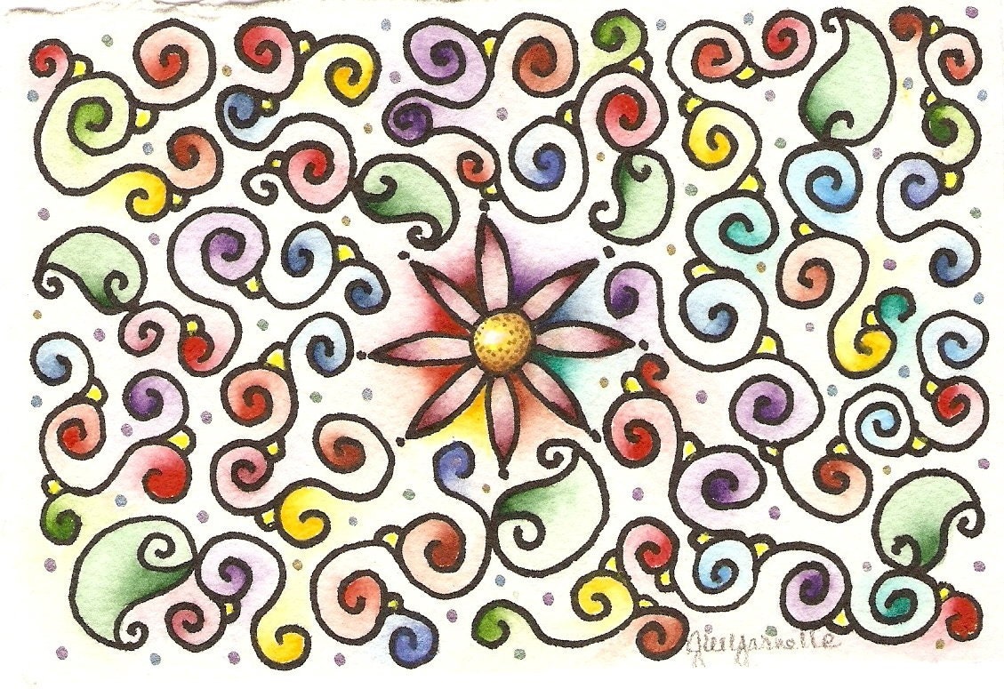 Original watercolor painting floral design