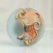 Etched Pale Aqua andSilvered Coral Ivory Lampwork Lentil Focal Bead