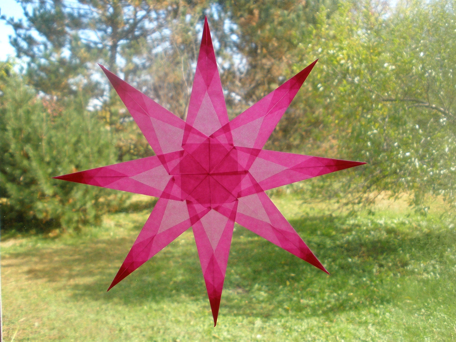 Pink Window Star with 8 Sharp Points