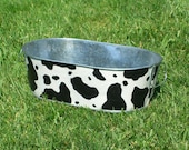Cow Print Medium Oblong Galvanized Planter Tub