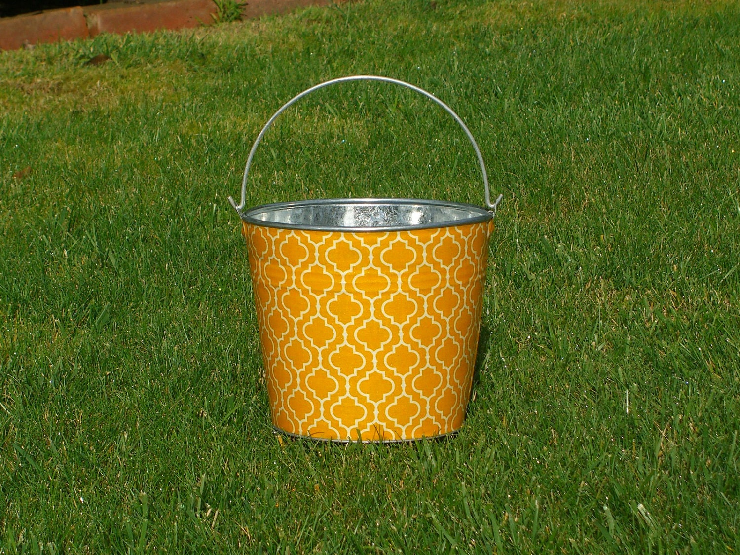 Yellow Metro Tiles Galvanized Pail - Great Easter Egg Hunt Basket
