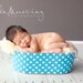 Baby Boy Photo Prop Galvanized Tub Large Oblong Aqua and White Polka Dot