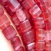 Cosmo Please, in a Frosty Cold Glass. Matte finish flat square 10mm Czech glass pink berry beads. WD (10)