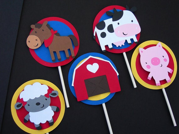 Farm Friends Cupcake Toppers MADE TO ORDER