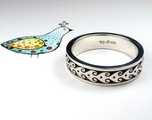 Sterling silver ring with heart engraved, size 11