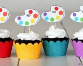 The ART Party - Custom Cupcake Toppers and Their Wraps from Mary Had a Little Party