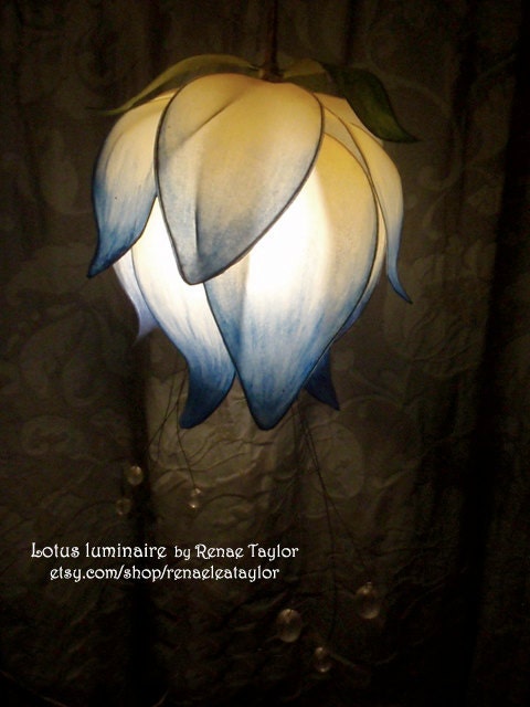 Light Blue Standard Lotus Luminaire (Lamp) by Renae Taylor