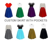 Custom fully lined skirt with side pockets in many colors - custom size and length