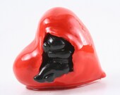 A Prison I Reside In - black and red heart sculpture - made to order
