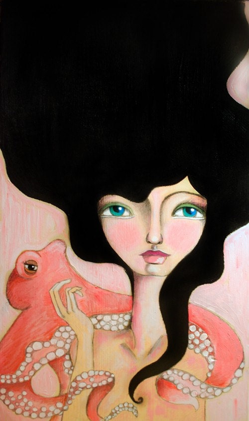 Girl and Octopus - Art Print