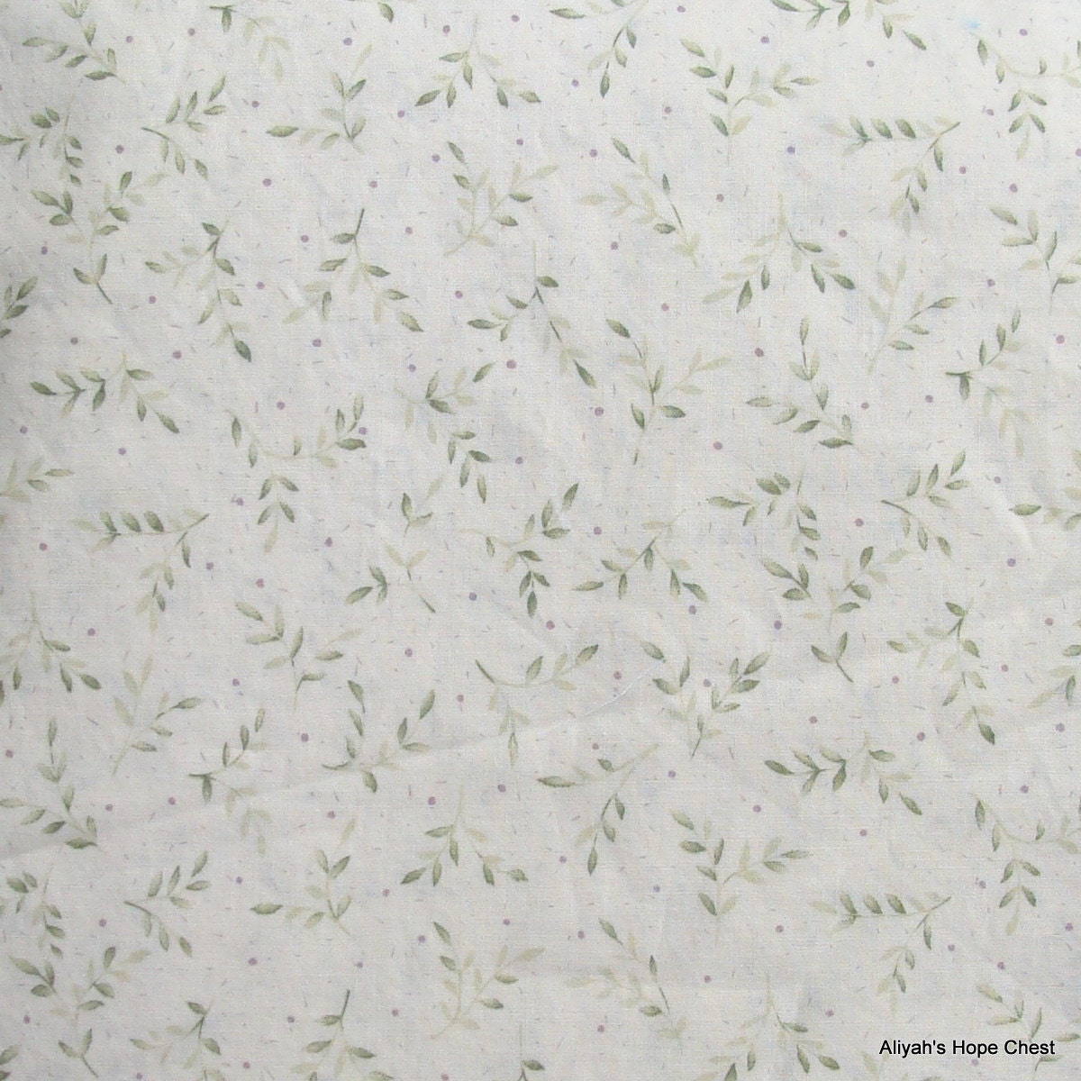 Leaves on Off White Cotton Fabric - 1 Yard