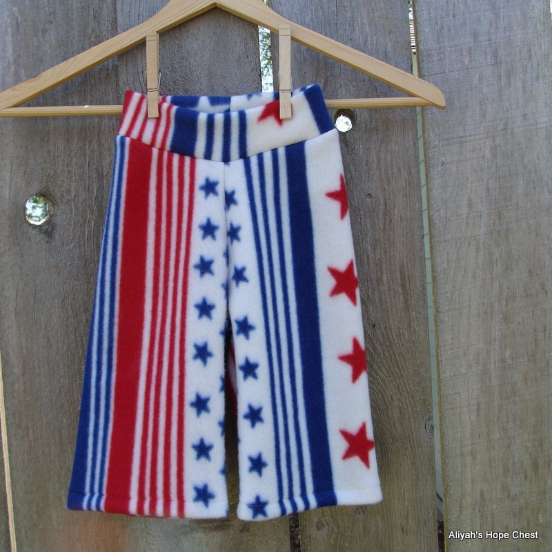 Size Medium --- Red White and Blue Fleece Yoga Pants (((Ready To Ship)))